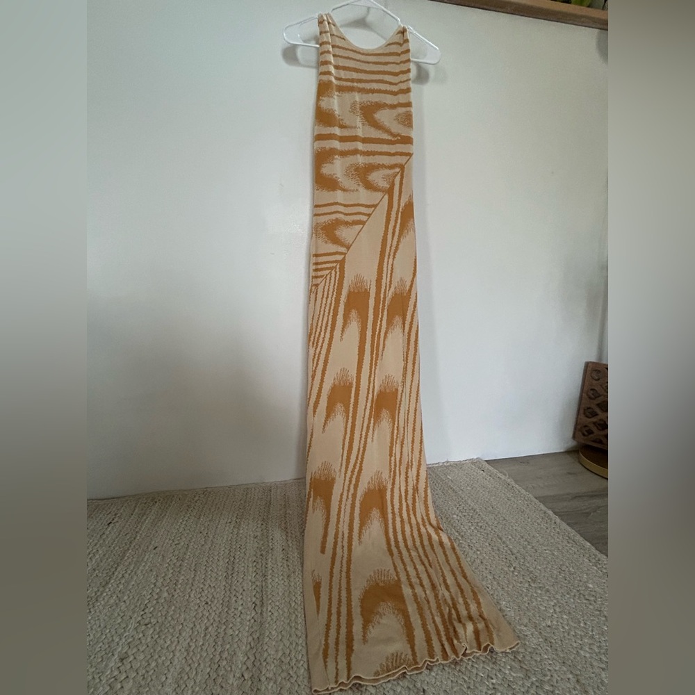 Hera Collection Beige and Cream Patterned Dress